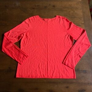 St John Women’s Red Wool Silk Fine Gauge Knit Crewneck Sweater Mature Size LARGE